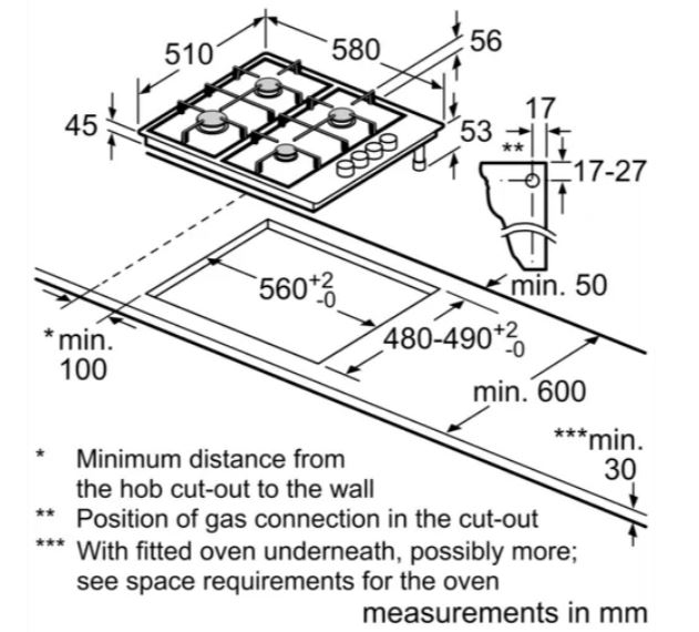 Bosch Series 2 Gas Hob 60cm Black thumbnail image