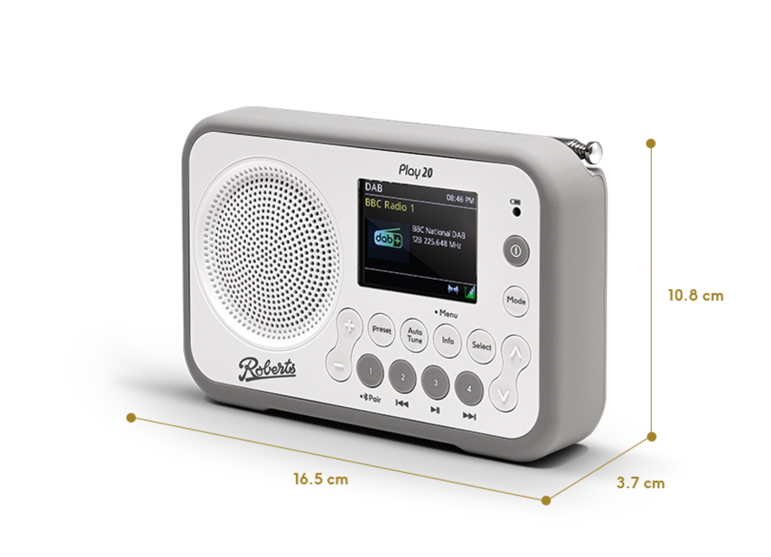 Roberts Play 20 Portable DAB+ / FM radio - White thumbnail image