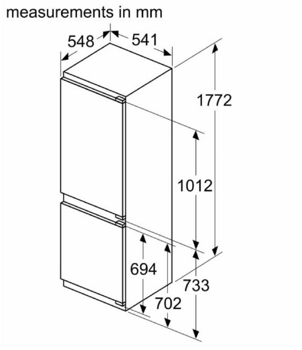 Bosch Series 2 Integrated Fridge Freezer 60/40 Frost Free (Fixed Hinge) thumbnail image