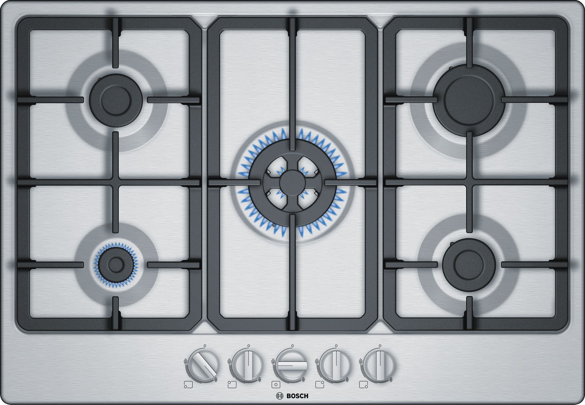 Bosch Series 4, 5 Burner Gas hob, 75 cm, Stainless steel thumbnail image
