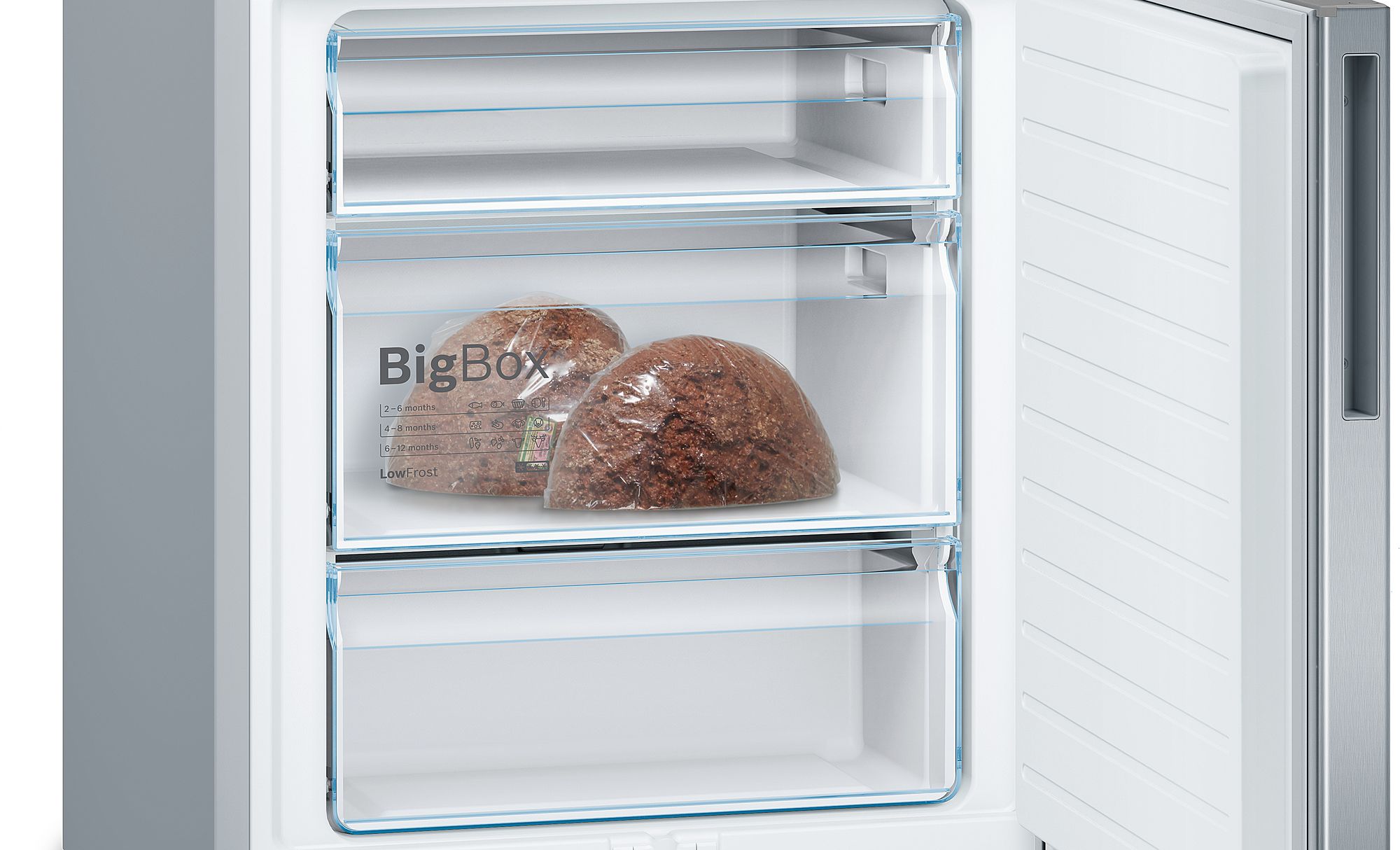 Bosch Series 6, Free-standing fridge-freezer with freezer at bottom, 201 x 70 cm, Stainless steel thumbnail image