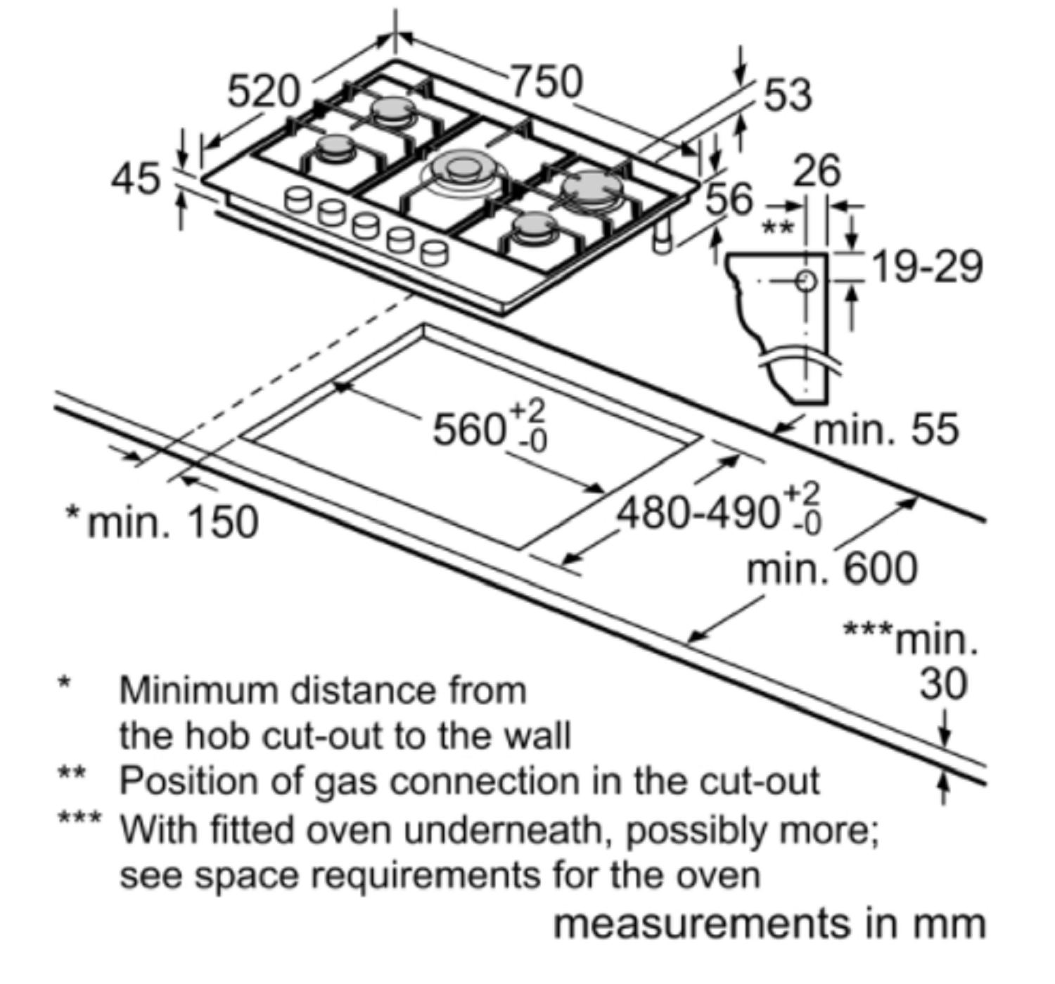 Bosch Serie 6 Gas Hob 75cm Stainless Steel thumbnail image