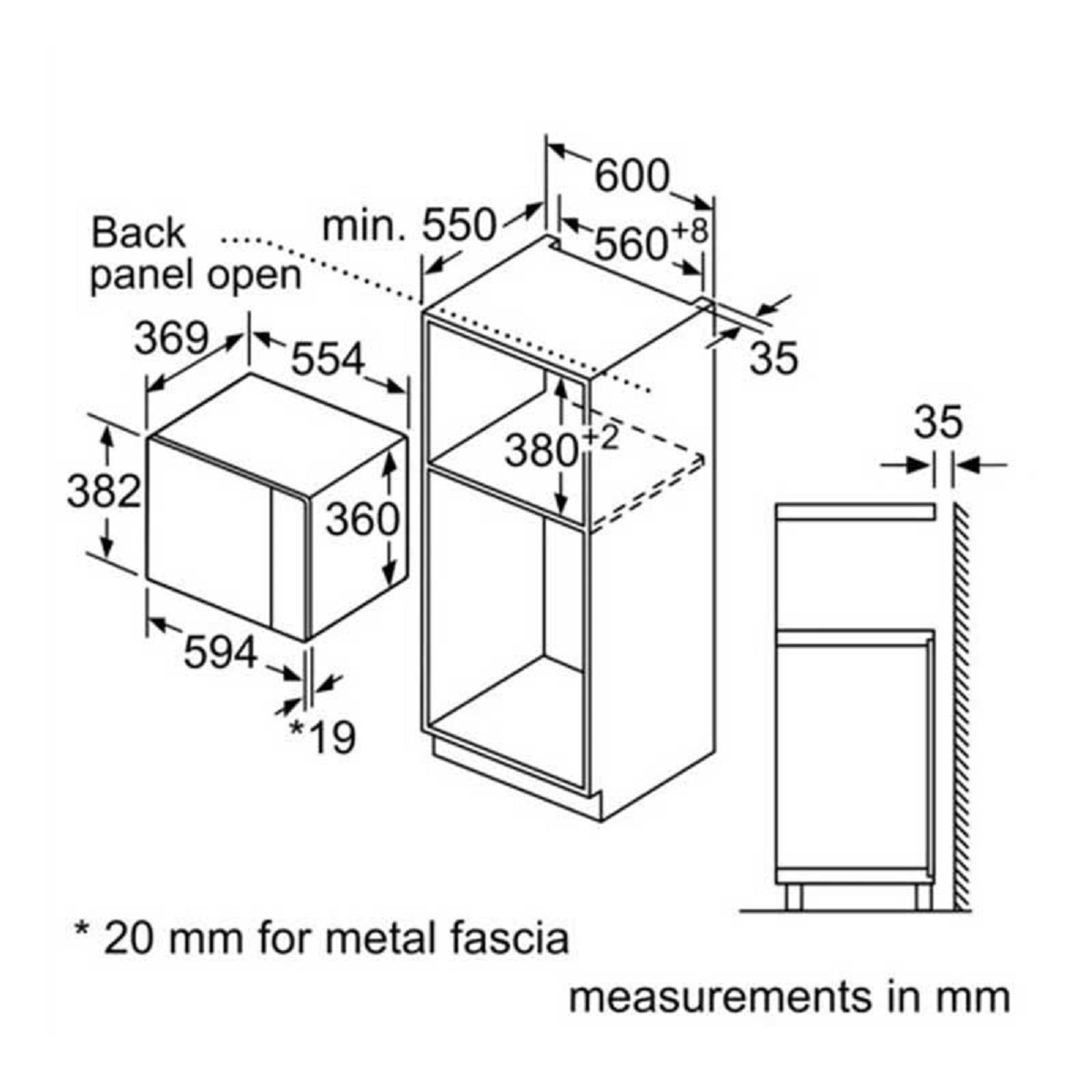 Bosch Series 4, Built-in microwave oven, 59 x 38 cm, Black, Fits in Oven Tower Unit thumbnail image
