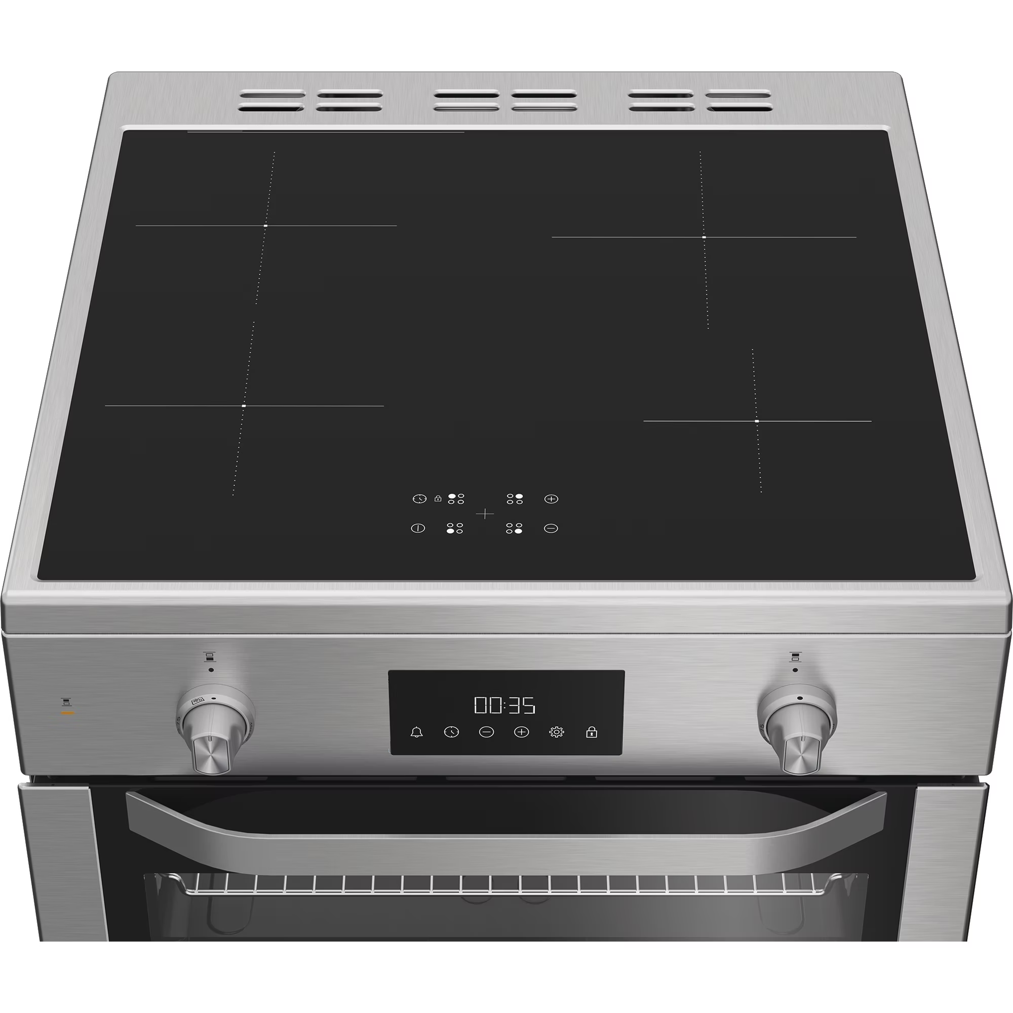 Hotpoint HDE6IDC2X 60cm Electric Double Cooker with Induction Hob - Stainless Steel thumbnail image