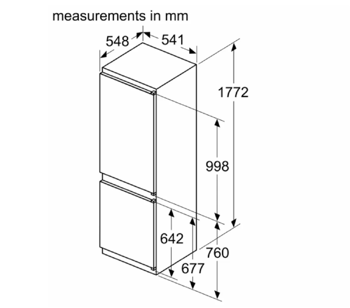 Bosch Serie 2 Frost Free Integrated Fridge Freezer 60/40 Split, Sliding Hinge thumbnail image